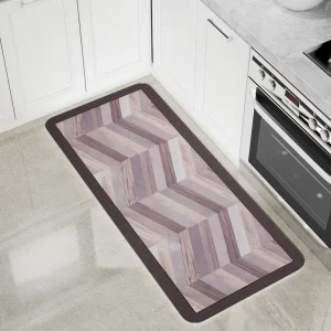 Modern Thick PVC Custom Printed Foam Backed Novelty Kitchen Runner Mat Set Waterproof Stain Resistant Antimicrobial Cushioned