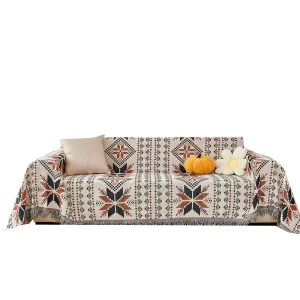 Modern Three Seat Sofa Towel Blanket Thick Air Conditioning Nap Bed End with Tassels Polyester Cotton Durable for HomeStay