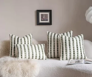 Modern Throw Pillow Covers Striped Textured Polyester Cotton Blend Decorative Sofa Bed Living