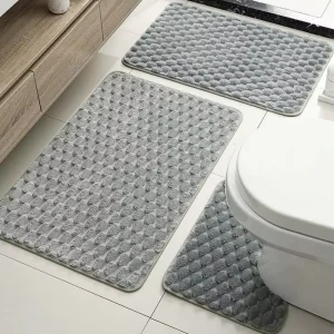 Modern Tortoiseshell Velvet Bathroom Floor Mat Set With Extra Thick Sponge Layer for Stylish Decor Design