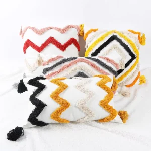 Modern Tufted 3D Embroidery Geometric Square Polyester Cotton Cushion Cover Throw Pillow Case Home Hotel