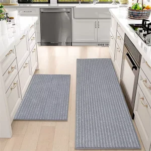 Modern Tufted Polyester Machine Washable Stain Resistant Kitchen Floor Mat 2PCS Anti-Skid Kitchen Runner Rugs Set