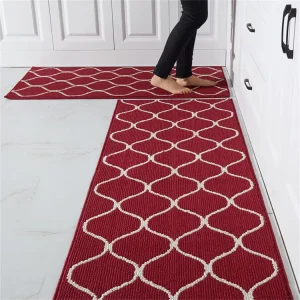 Modern Tufted Polypropylene Machine Washable Stain Resistant Red Kitchen Runner Rugs Super Absorbent Floor Mat Anti Slip