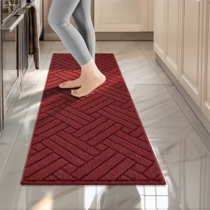 Modern Tufted Washable Red Kitchen Mats Stain Resistant Kitchen Runner Rugs Absorbent Non Slip Floor Mats for Kitchen