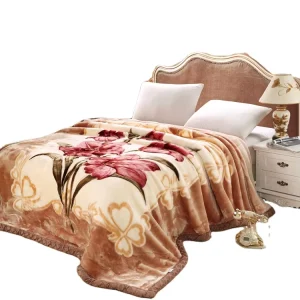 Modern Vintage Pattern Velvet Winter Blanket Thick Double Layer Raschel Warm Floral Bed Blankets for Home & Hospital