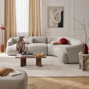 Modern Viral Light Luxury L-Shaped Modular Combination Fabric Sofa Set With Boucle Yarn Textile for Apartment Living Room