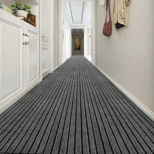 Modern Washable Heavy Duty Striped Runner Rug for Kitchen Stain Resistant Non Slip Floor with TPR Backing