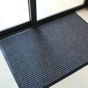 Modern Washable Woven Anti slip Durable PVC+PE Doormat Double Striped Entrance Door Mat for Kitchen