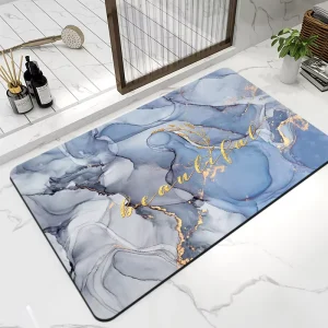 Modern Water Absorbing Rollable Soft Diatomite Bath Mat Fast Drying Non Slip Rubber PET Friendly Thin Home & Hotel Use