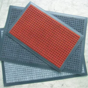 Modern Water Hog Logo Eco Friendly Waterproof Anti Slip Recycled PET Fabric Rectangle 7mm Thick Door Mat Concave Convex Texture