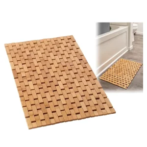 Modern Waterproof Floor Bathmat Foldable Bamboo Anti Slip Bath Mat for Bathroom Sauna Spa Tub Step