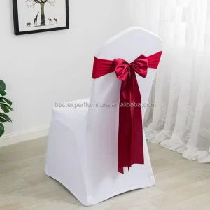 Modern Wedding Bow Ribbon No Tie Ttraps Chair Elastic Spandex Chair Sash Decoration Hotel Restaurant Birthday Party