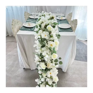 Modern Wedding Table Decor Artificial White Floral Runner 5 Christmas & Easter Decorative Design