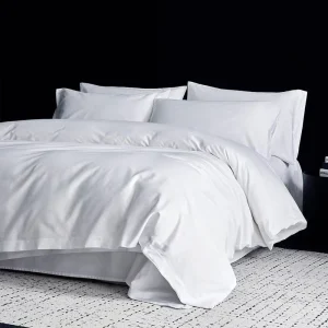 Modern White 100% Cotton Satin Printed King Bedding Set for Hotels and Guesthouses 300 Thread Count