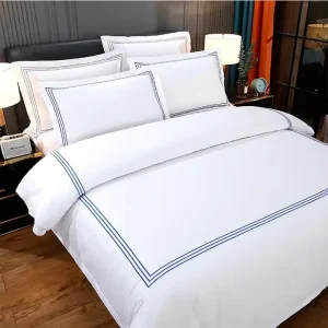 Modern White Cotton 6 Piece Bedroom Comforter Set 350TC 400Tc Woven 6pcs Including Bed Sheets & Pillowcases