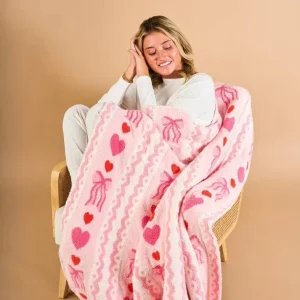 Modern Winter Christmas Animal Striped Lightweight Plush Knitted Airplane Use Bedding Throw Blanket