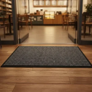 Modern Woven Polyester Anti Slip Eco Friendly Kitchen Door Floor Mats Water Absorbent Cushioned Striped Pattern