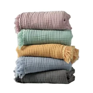 Modern Woven Raschel Cotton Muslin Blanket 4 Layer Home Textile Bed Cover Bedspread Sofa Throw