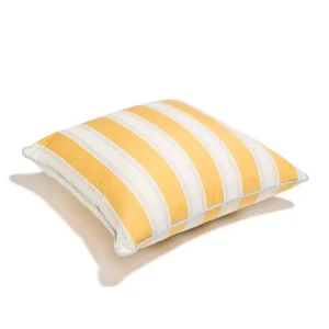 Modern Yellow and White Striped Outdoor Square Pillow High-end Large Cushion for Poolside Lounge Chair
