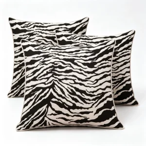Modern Zebra Leopard Print Velvet Throw Pillow Cover 45×45 Square Decorative Soft Cushion Case Luxury Home Decor