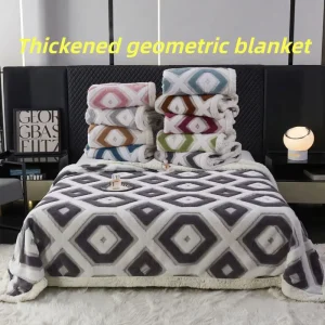 Modern and Minimalist Geometric Jacquard Bed Blanket Skin friendly Double deck Comfortable Thickened Blanket