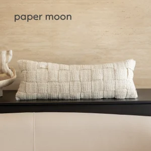 Modern minimalist melancholic luxurious beige woven throw pillow for living room sofa soft decoration long waist pillow
