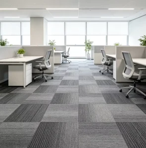 Modular Office Carpet Tile 60×60 PVC Backing Sound Absorbing Stain Resistant Conference Room Floor