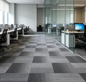 Modular Office Carpet Tile 60×60 PVC Backing Sound Absorbing Stain Resistant Conference Room Floor