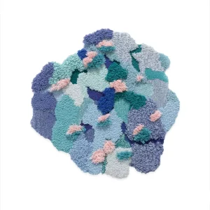 Monet Garden Pattern Cloud Shaped Handmade Tufting Rug Decorative Wool Fabric Anti Slip Floor Mat Carpet Padding