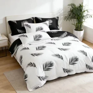 Monochrome Floral Embroidery Woven Duvet Cover Set 3PCS Polyester California King Easy Care Fade Resistant