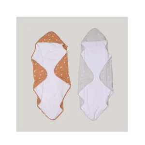 Moon Pattern Bamboo Material Hooded Bath Towel for Kids Custom Printed 80*80cm Square Beach Towel for Baby Washcloths Towels
