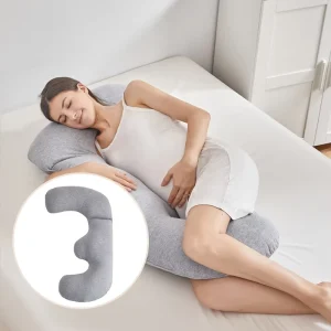J Shaped Soft Grey Pregnant Women Cotton Pregnancy Full Body Support Sleeping Maternity Pillow