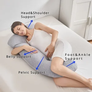 Adjustable J Shape Pregnancy Pillow Full Body Belly Support Maternity Pillow Relaxing Option for Expectant Mothers