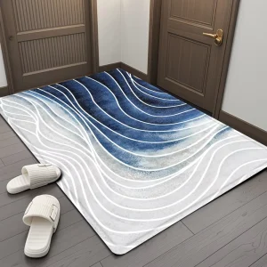 Morden Geometric Microfiber Low Profile Entry Rug Outdoor Indoor Hello Welcome Floor Mat Non slip TPR Entrance Doormat Carpet