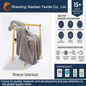 Most Popular 100% Polyester Knitted Brown Stripe Flannel Fleece Blanket Home Travel Hotel Airplane Hospital Use Plain Style