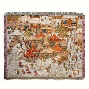Most Popular Tapestry Jacquard Woven Throw Blanket Latest Christmas Collection High Quality Custom 35% Cotton 65% Polyester Four