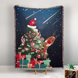 Most Popular Warm Soft Tapestry Jacquard Woven Throw Blanket Travel All Season High Quality Latest Christmas Collection