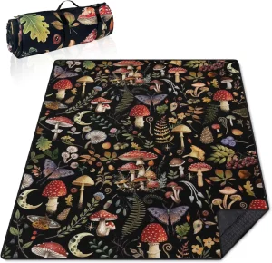 Moving Blankets Waterproof Foldable Mushroom Beach Blanket Waterproof Thick Mat Outdoor Packable Camping Blanket