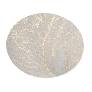 Moyan Luxury PVC Vinyl Placemat Round Metallic Gold Washable Non-Slip and Heat Resistant for Dining Tables Mat