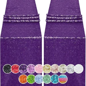 Multi Color Dark Purple European Style Luxury Dining Wedding Gold Rose Gold Sequin Satin Table Runner Decorative
