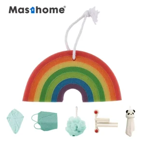 Multi Color Rainbow Poly Sponge Gentle Skin Scrub Wash Pad For Kids Children Toddler Exfoliating Bath Sponge