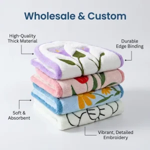 Multi Flower Patterns Hanging Coral Fleece Hand Towel Super Water Absorbent Decorative Home Textile Towel