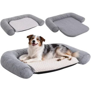 Multi Function Breathable Cooling Removable Washable Polyester Pet Mat Cushion Dog Bed Polyurethane Foam Plaid Rectangle