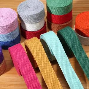 Multi Purpose Woven Soft Polyester Cotton Webbing Tape Solid Color Thick for Garments & Bags