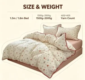Multi Size 1.5m 1.8m Woven 100% Cotton 4-Piece Dorm Bedding Set with Flat & Fitted Sheets Home
