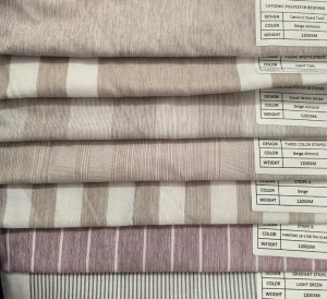 Multi Specification Cationic Stripe Woven Fabric 100% Polyester Smooth Hand Feel for Home Textiles Bedding Curtain
