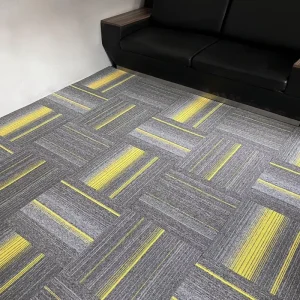 Multi Tone Cross Strip Square Carpet Tiles Sound Insulation Wear Resistant Interlocking Floor Carpet for Hotel Workplace