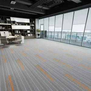 Multi Tone Long Interlocking Carpet Planks Sound Insulation Wear Resistant Linear Floor Carpet for Hotel Office Space