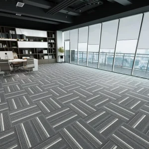 Multi Tone Vertical Stripe Square Carpet Tiles Sound Insulation Wear Resistant Interlocking Floor Carpet for Hotel Workplace