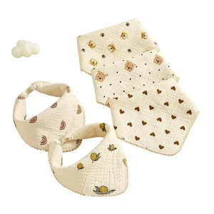Multi Use Convertible Baby Square Washcloth Saliva Bib 100% Cotton 4 Layer Super Absorbent Soft Fabric for Newborn Bath Feeding